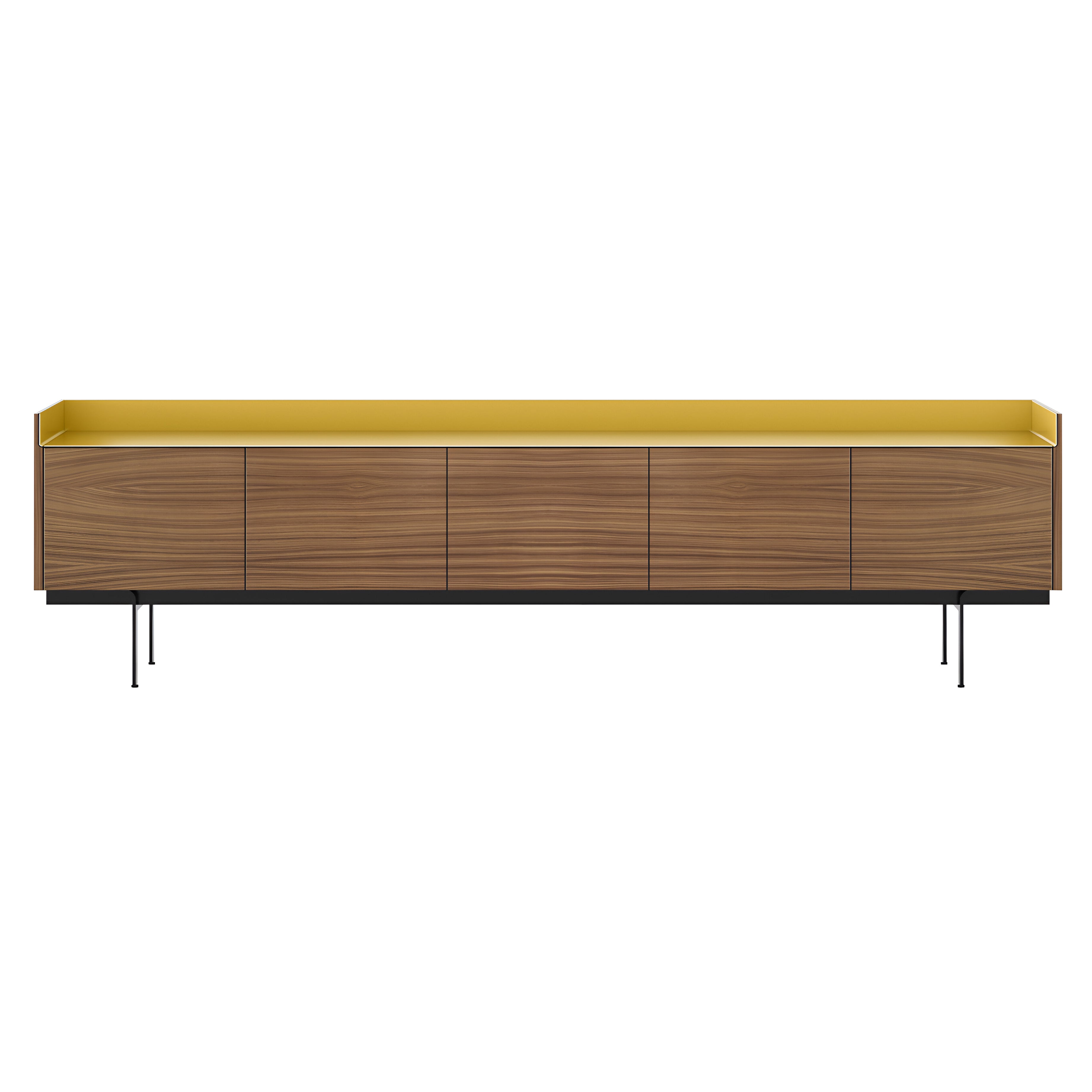 Stockholm STH503 Sideboard: Composition 3 + Super-Matt Walnut + Anodized Aluminum Bronze + Black