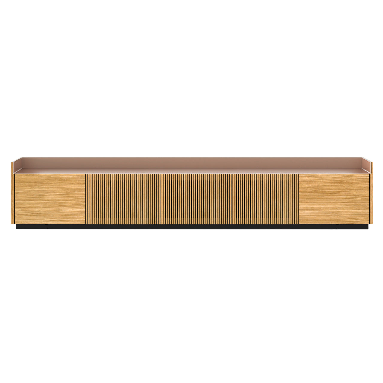 Stockholm STH504 Technic Sideboard: Composition 1 + Super-Matt Oak + Anodized Aluminum Pale Rose + Black