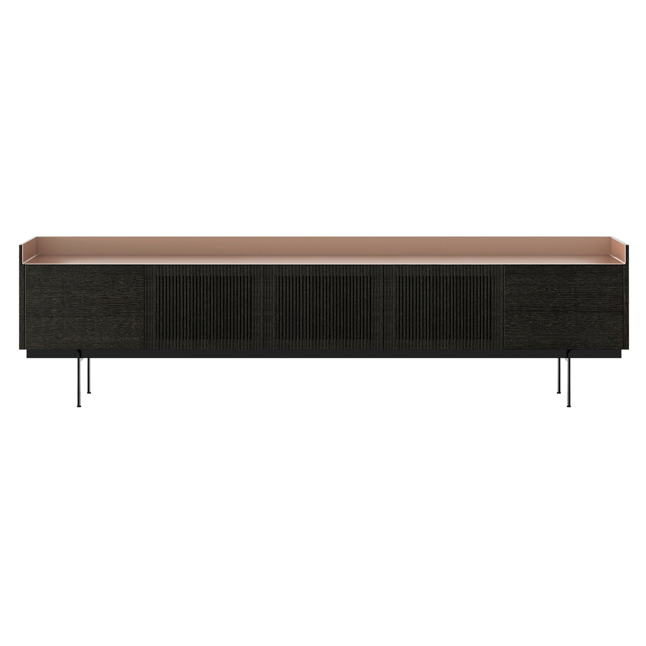 Stockholm Technic Sideboard: STH504 + Dark Grey Stained Oak + Anodized Aluminum Pale Rose + Black