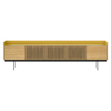 Stockholm STH504 Technic Sideboard: Composition 3 + Super-Matt Oak + Anodized Aluminum Gold + Black