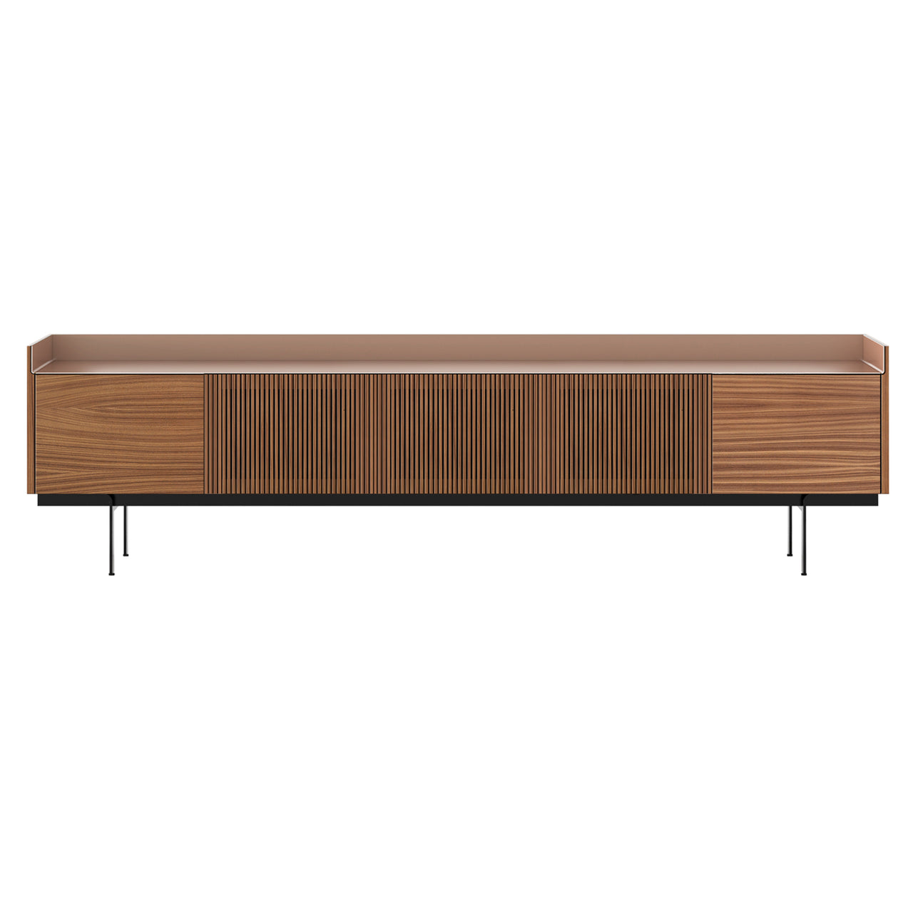 Stockholm Technic Sideboard: STH504 + Walnut Stained Walnut + Anodized Aluminum Pale Rose + Black