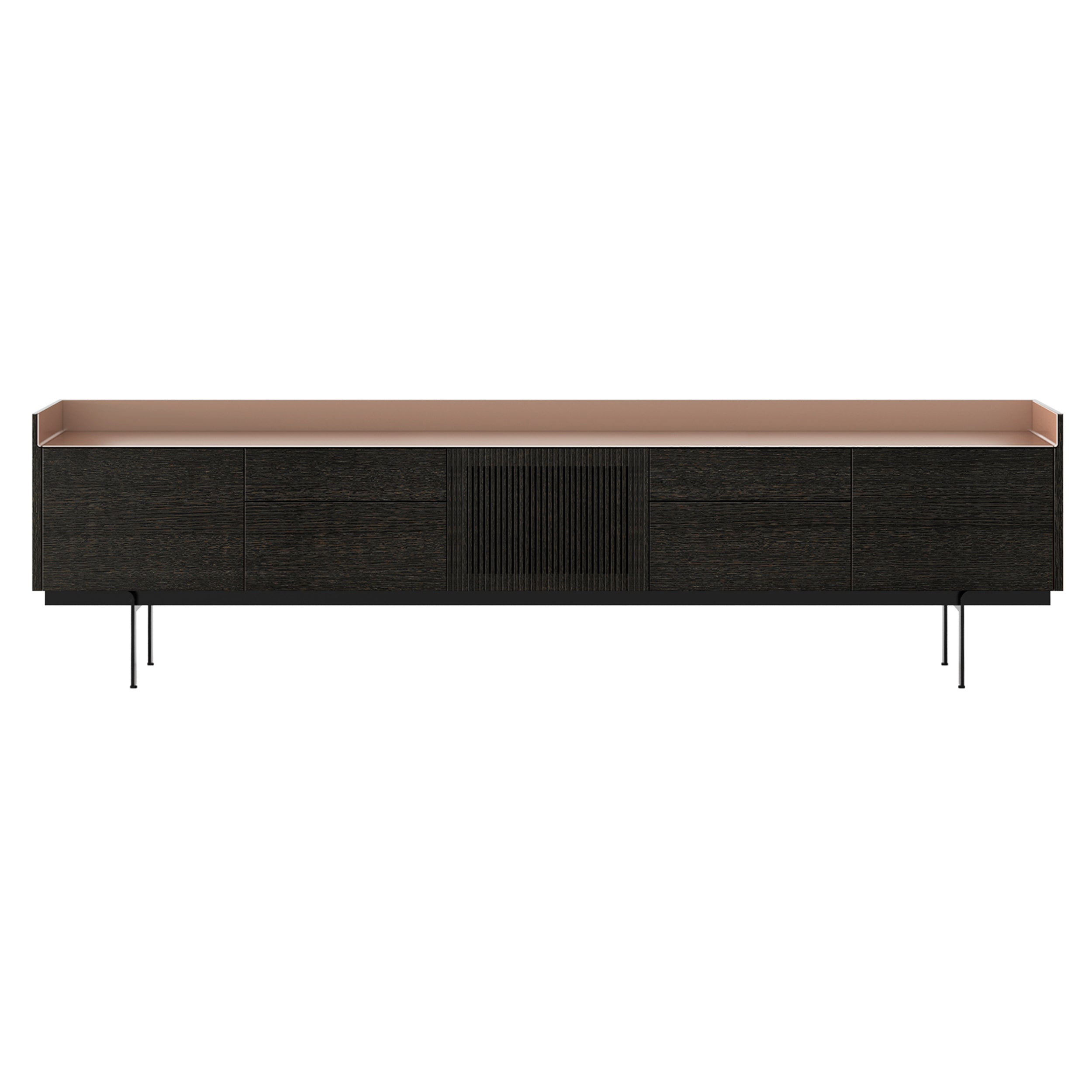 Stockholm Technic Sideboard: STH505 + Dark Grey Stained Oak + Anodized Aluminum Pale Rose + Black