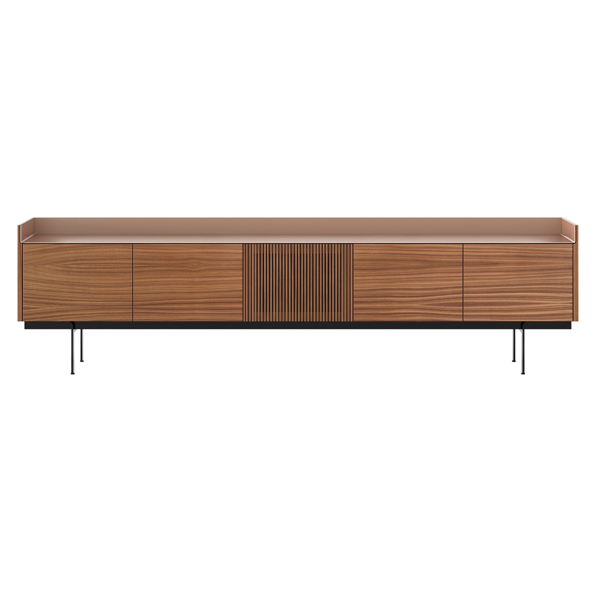 Stockholm Technic Sideboard: STH506 + Walnut Stained Walnut + Anodized Aluminum Pale Rose + Black