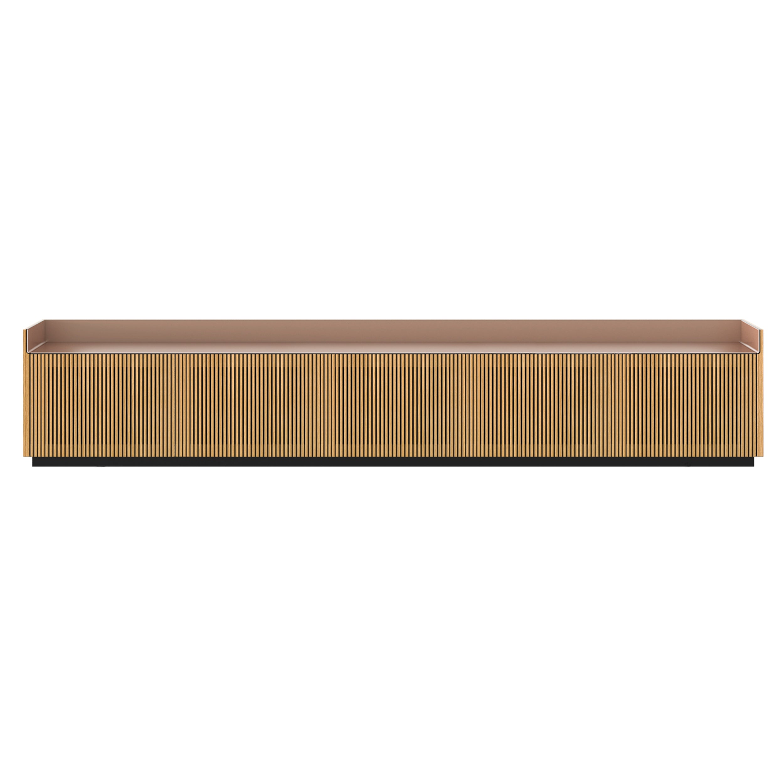 Stockholm STH507 Technic Sideboard: Composition 1 + Super-Matt Oak + Anodized Aluminum Pale Rose + Black