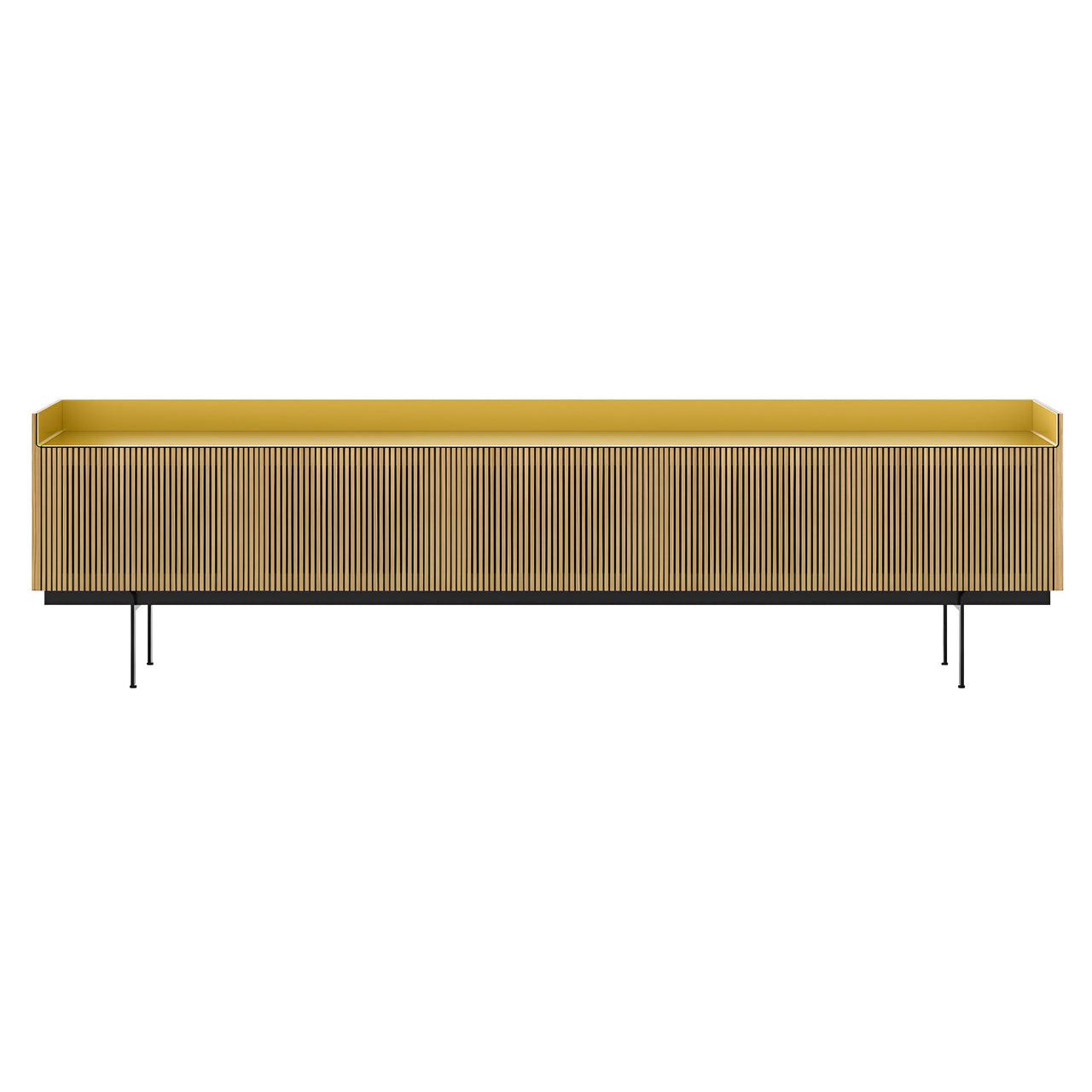 Stockholm STH507 Technic Sideboard: Composition 3 + Super-Matt Oak + Anodized Aluminum Gold + Black