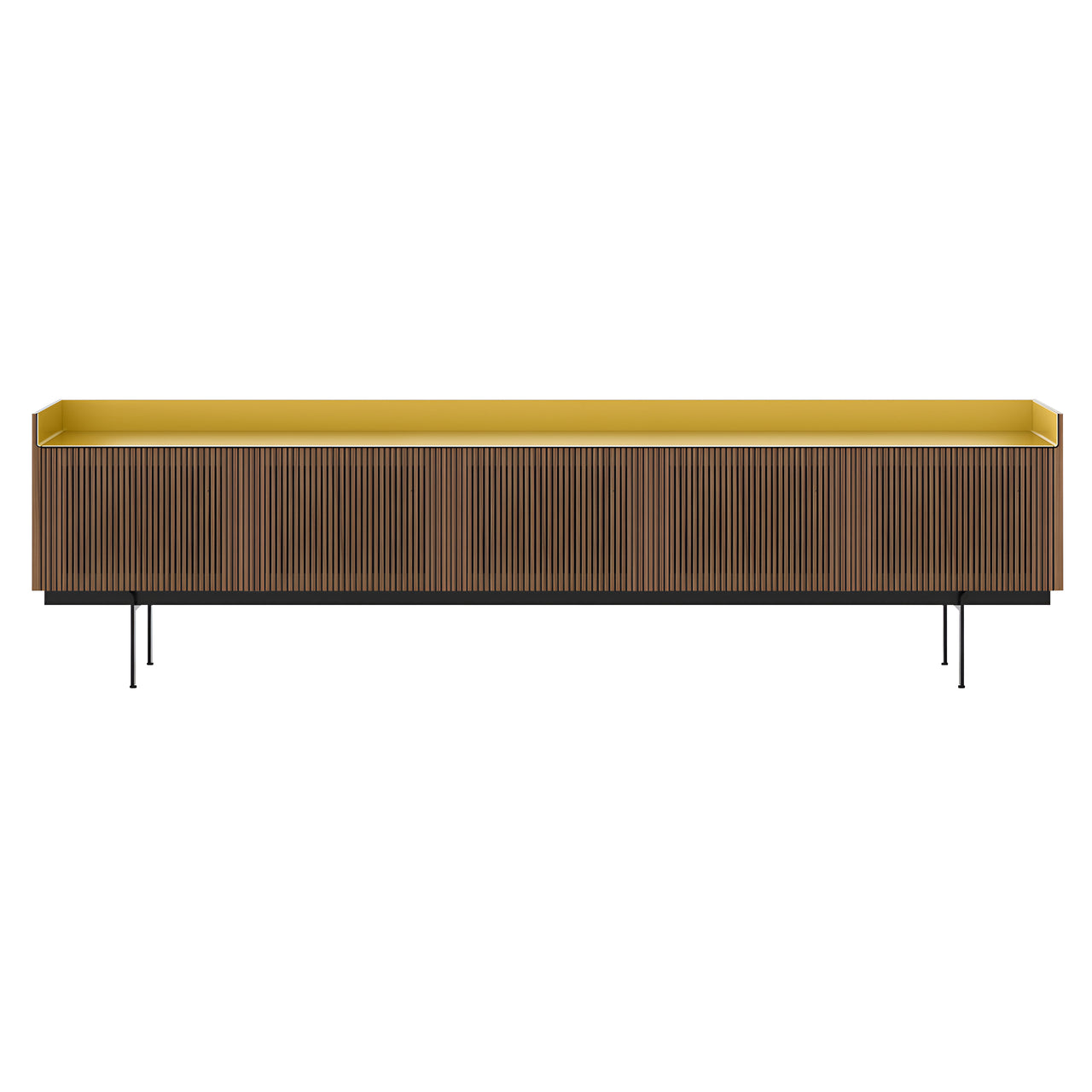 Stockholm STH507 Technic Sideboard: Composition 3 + Super-Matt Walnut + Anodized Aluminum Gold + Black