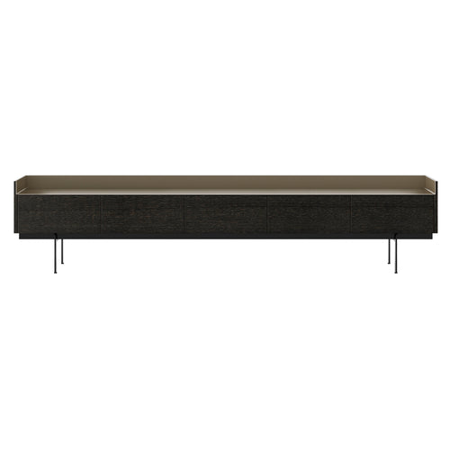 Stockholm STH553 Slim Sideboard: Composition 3 + Dark Grey Stained Oak + Anodized Aluminum Bronze + Black