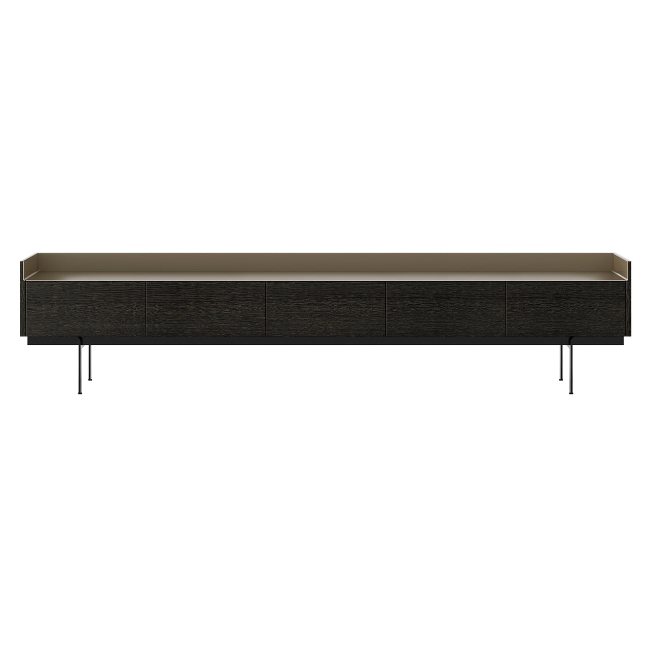 Stockholm STH553 Slim Sideboard: Composition 3 + Dark Grey Stained Oak + Anodized Aluminum Bronze + Black