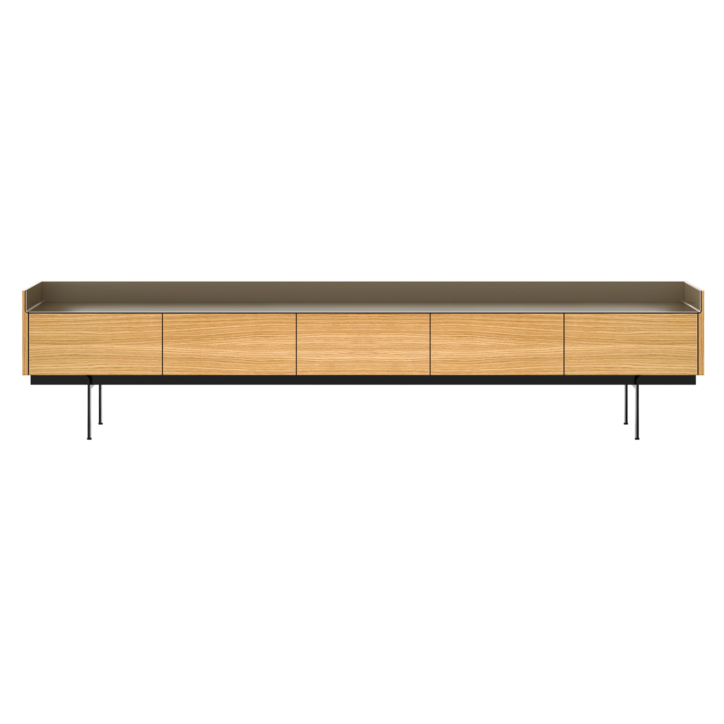 Stockholm STH553 Slim Sideboard: Composition 3 + Super-Matt Oak + Anodized Aluminum Bronze + Black