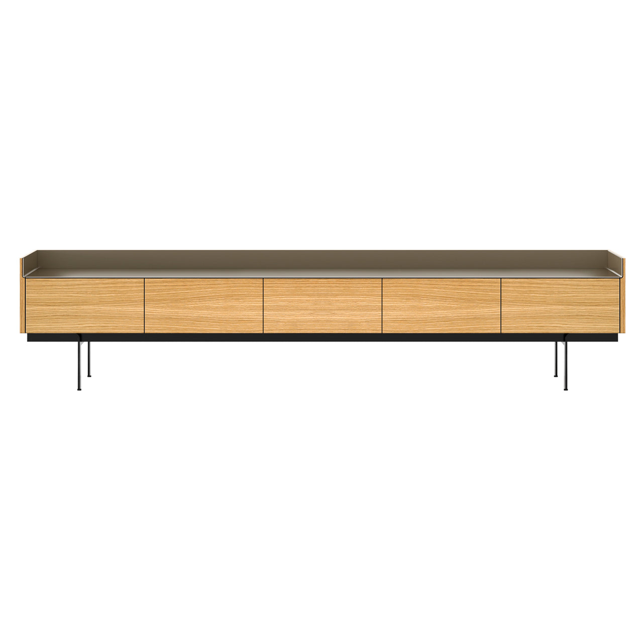 Stockholm STH553 Slim Sideboard: Composition 3 + Super-Matt Oak + Anodized Aluminum Bronze + Black