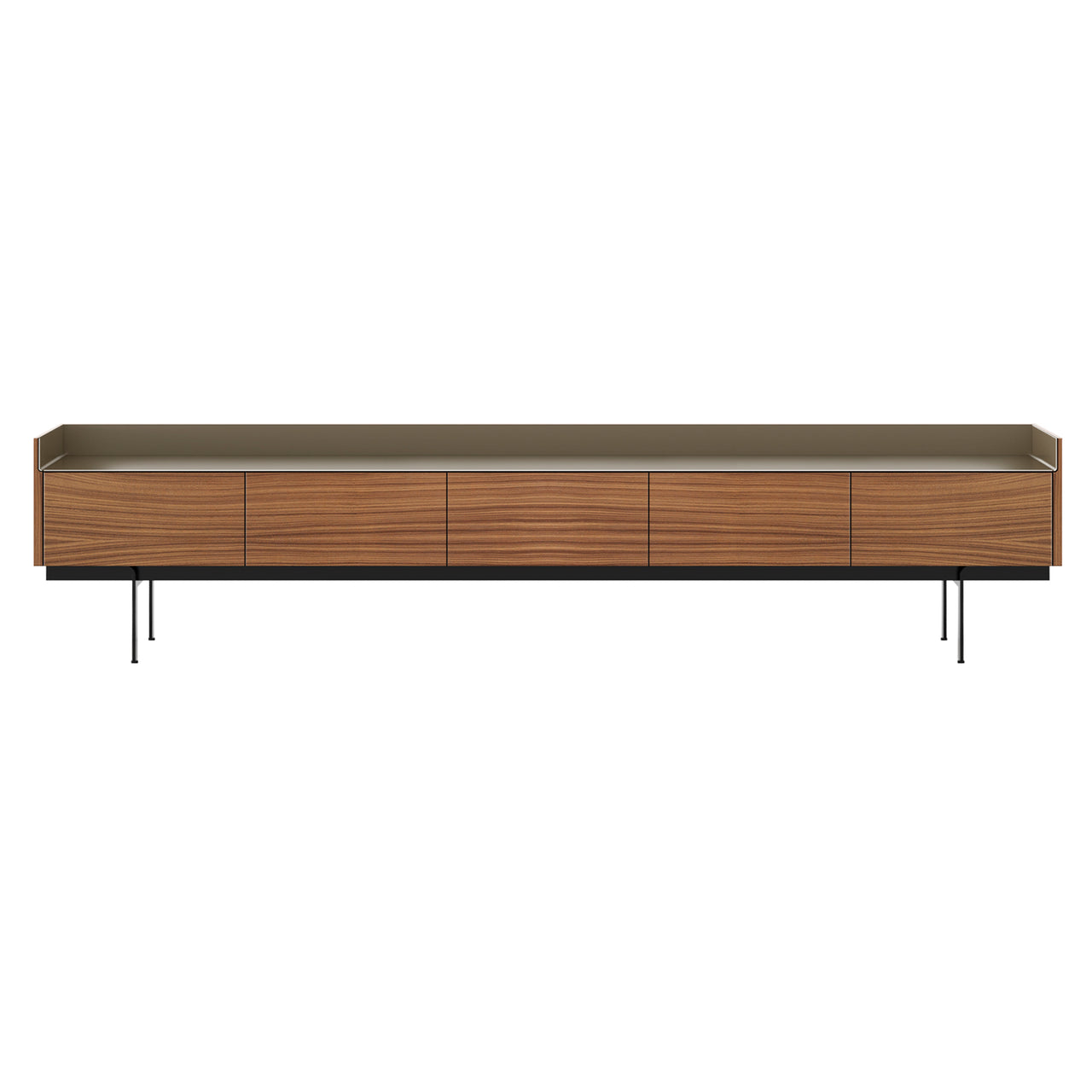 Stockholm STH553 Slim Sideboard: Composition 3 + Super-Matt Walnut + Anodized Aluminum Bronze + Black