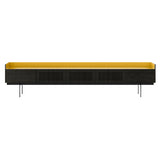Stockholm STH556 Slim Sideboard: Composition 3 + Dark Grey Stained Oak + Anodized Aluminum Gold + Black