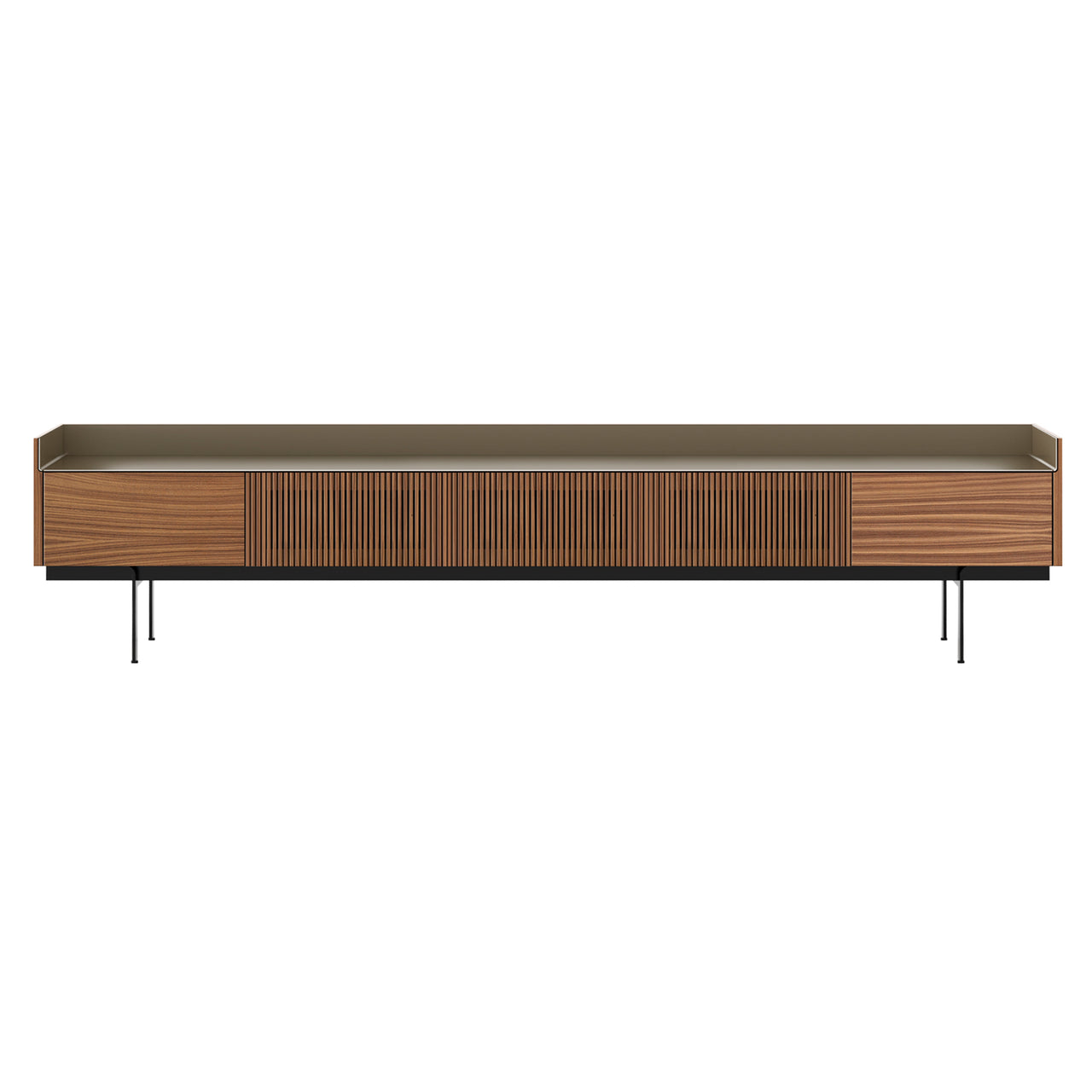 Stockholm STH556 Slim Sideboard: Composition 3 + Super-Matt Walnut + Anodized Aluminum Bronze + Black
