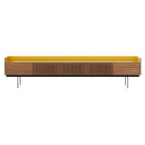 Stockholm STH556 Slim Sideboard: Composition 3 + Super-Matt Walnut + Anodized Aluminum Gold + Black