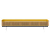 Stockholm STH557 Slim Sideboard: Composition 3 + Super-Matt Oak + Anodized Aluminum Gold + Black