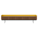 Stockholm STH557 Slim Sideboard: Composition 3 + Super-Matt Walnut + Anodized Aluminum Gold + Black