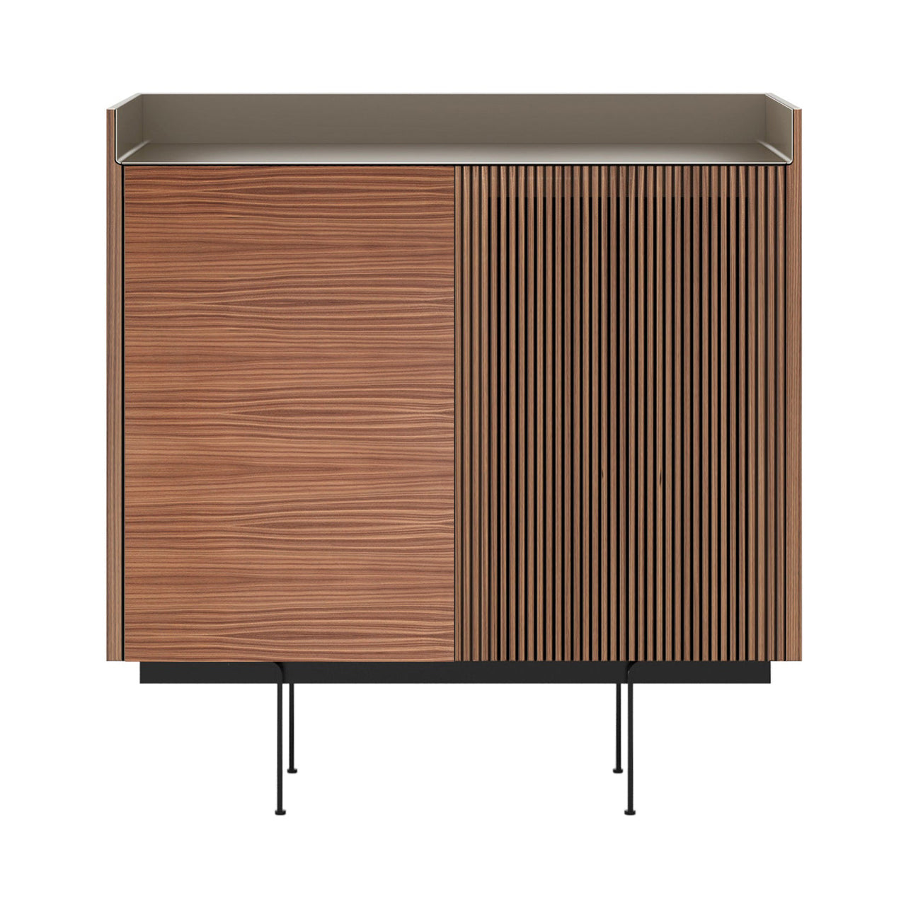 Stockholm STH225 Cupboard: Composition 3 + Super-Matt Walnut + Anodized Aluminum Bronze + Black