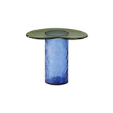 Striche Side Table: Menta Cast Glass + Blu Water Blown Glass