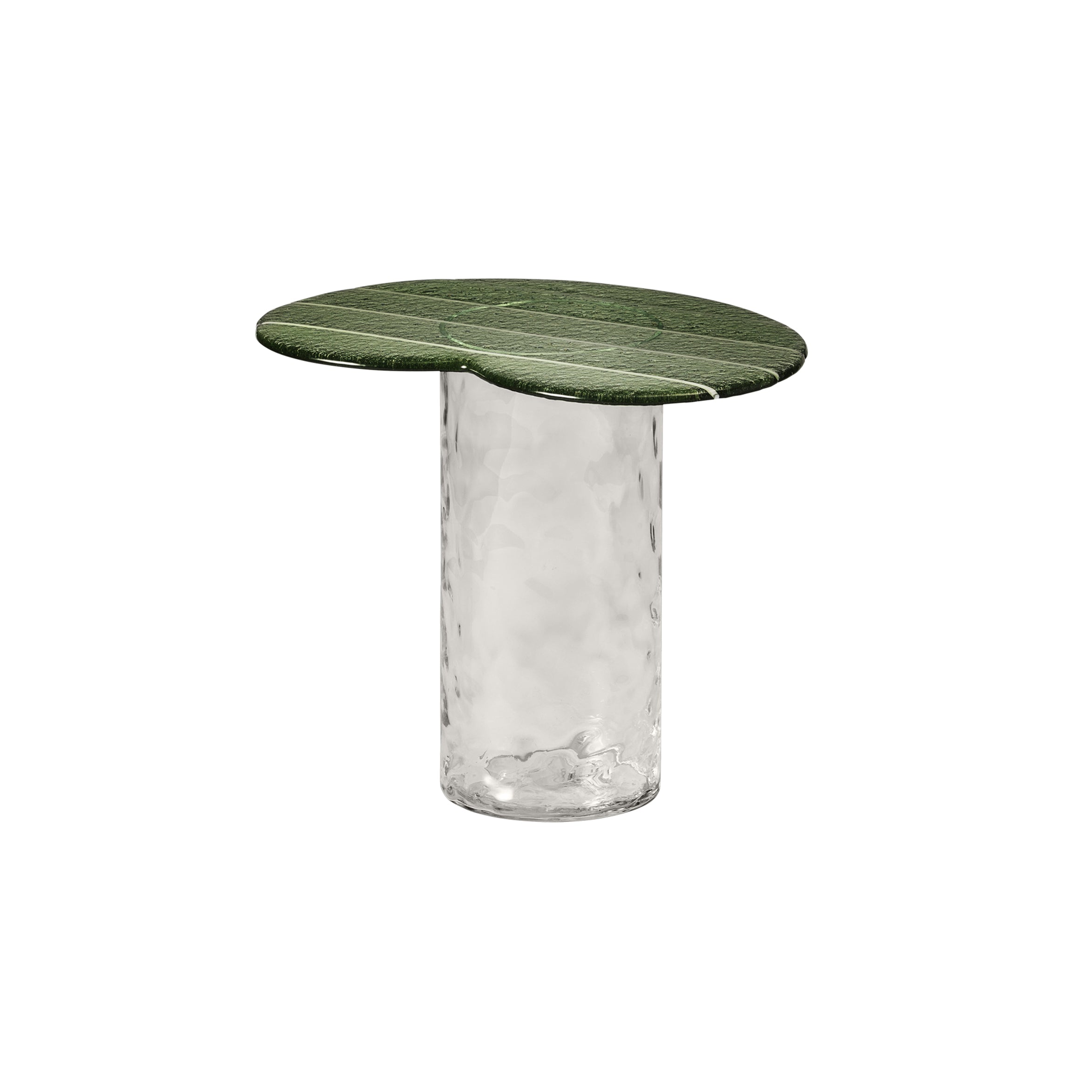 Striche Side Table: Menta Cast Glass + Cristallo Water Blown glass