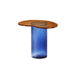 Striche Side Table: Arancio Cast Glass + Blu Water Blown Glass