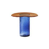 Striche Side Table: Arancio Cast Glass + Blu Water Blown Glass