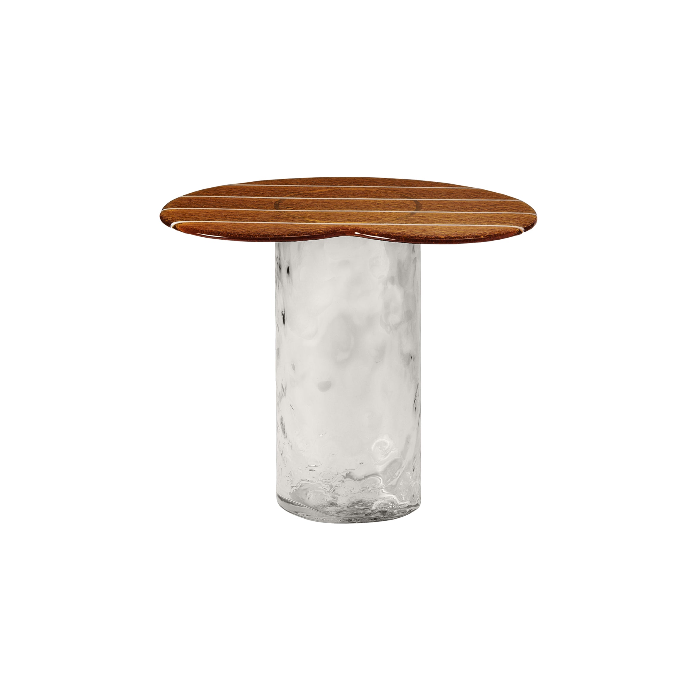 Striche Side Table: Arancio Cast Glass + Cristallo Water Blown glass