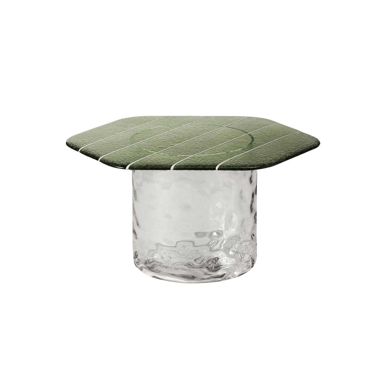 Striche Coffee Table: Menta Cast Glass + Cristallo Water Blown glass