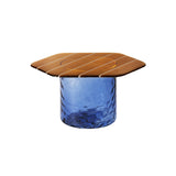 Striche Coffee Table: Arancio Cast Glass + Blu Water Blown Glass
