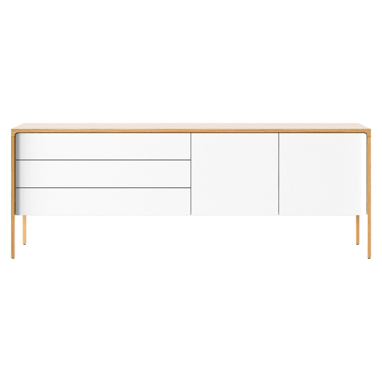 Tactile Sideboard: TAC216 + White Texturised Lacquered + Super-Matt Oak