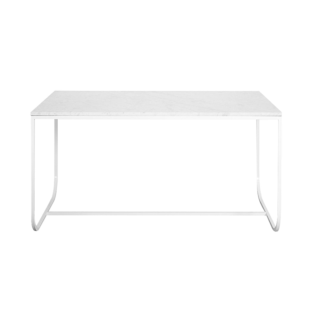 Tati Dining Table: Small + Carrara Marble + White