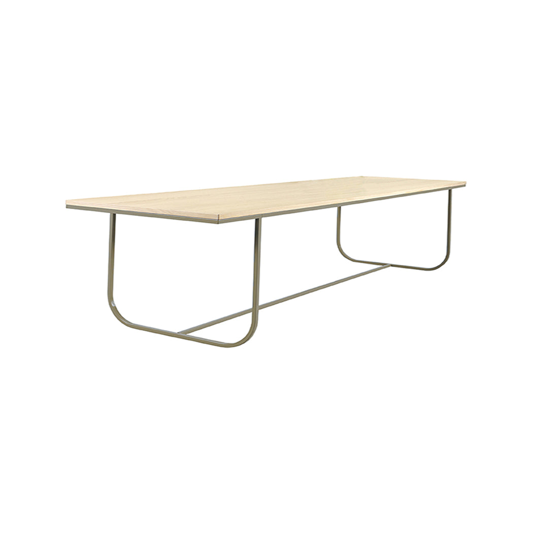 Tati Overhang Dining Table: Small + White Stained Oak + Nougat
