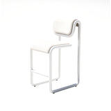 Tube Bar + Counter Stool: Upholstery + Counter + White + Boucle Cream