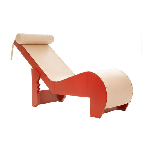 Vilan Recliner: Red + Saddle Leather Natural