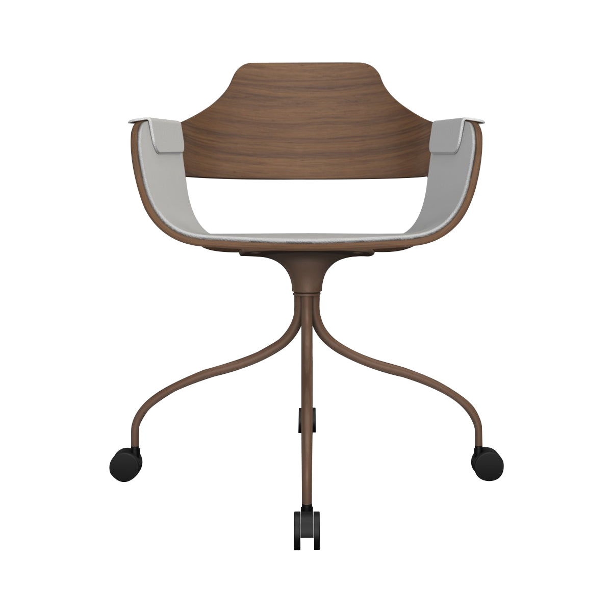 Showtime Chair with Wheel: Interior Seat + Armrest Upholstered + Pale Brown
