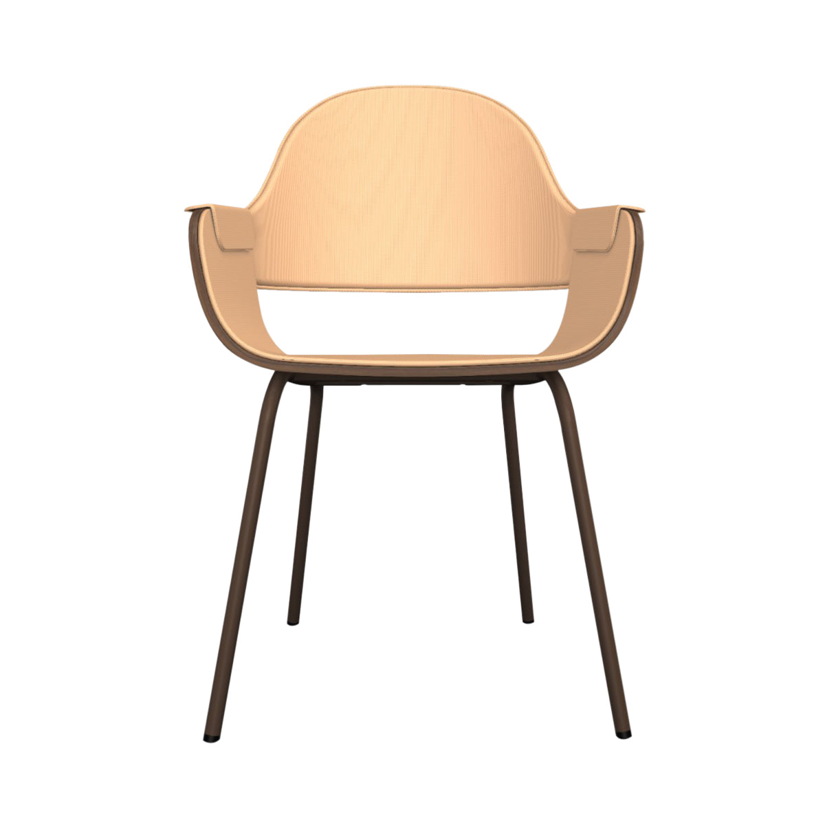 Showtime Nude Chair with Metal Base: Full Upholstered + Walnut + Pale Brown