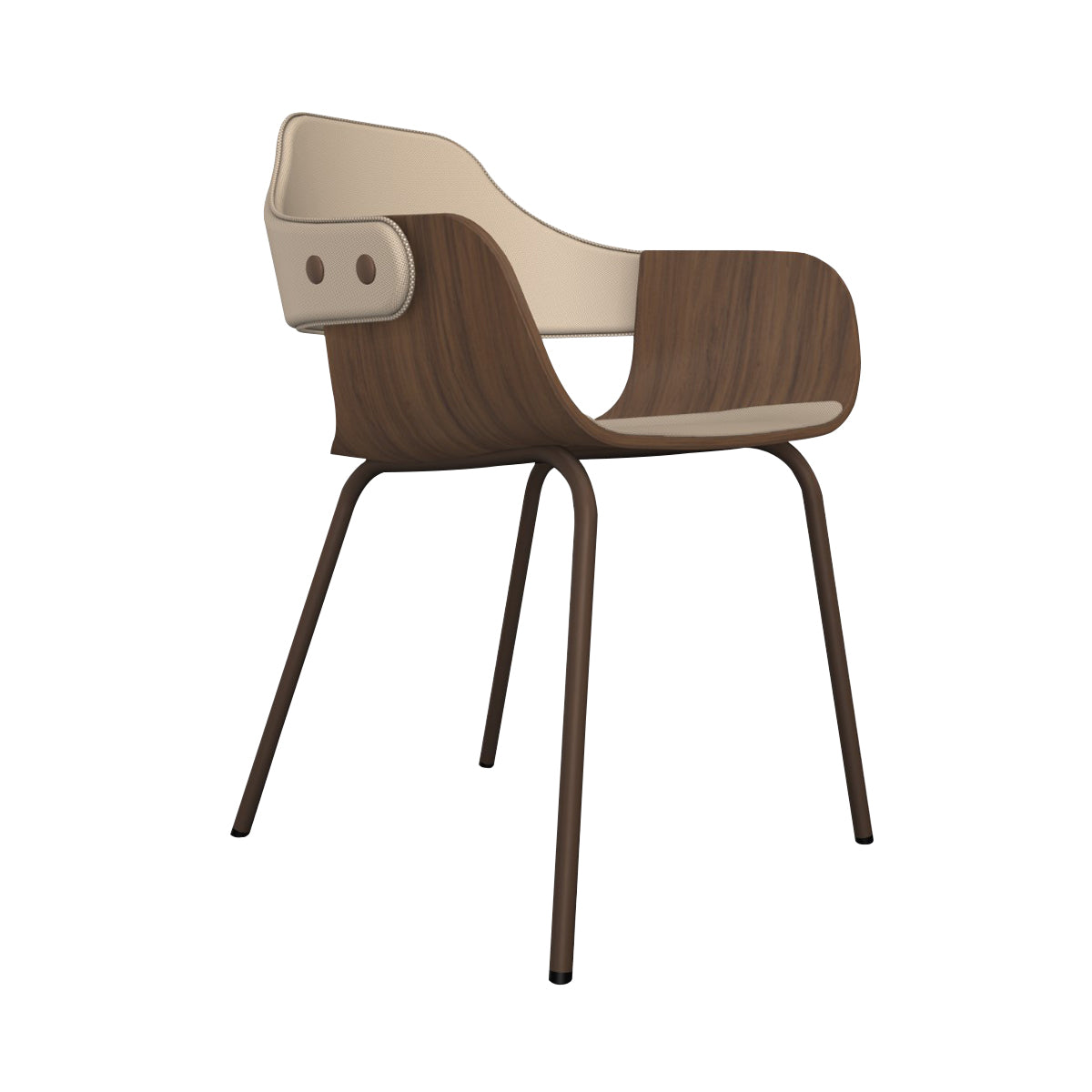 Showtime Chair with Metal Base: Seat + Backrest Upholstered + Pale Brown