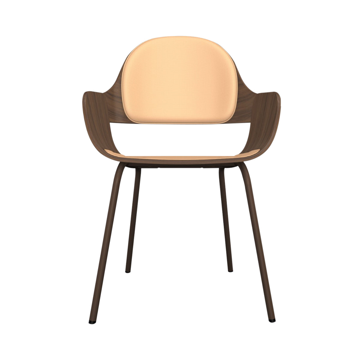 Showtime Nude Chair with Metal Base: Seat + Backrest Cushion + Walnut + Pale Brown