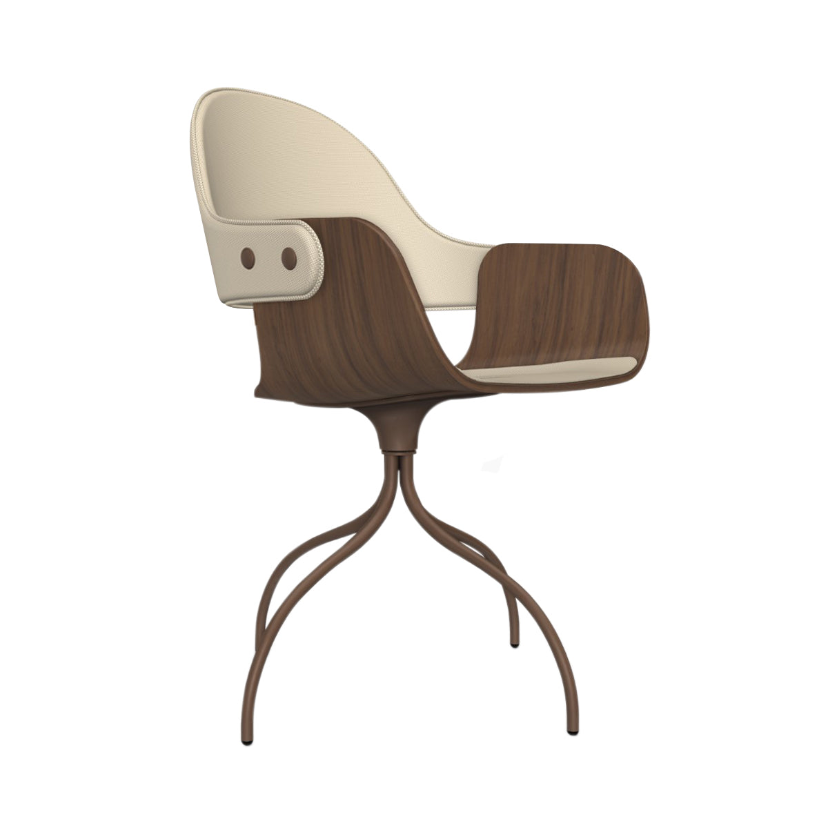 Showtime Nude Chair with Swivel Base: Seat + Backrest Upholstered + Walnut + Pale Brown
