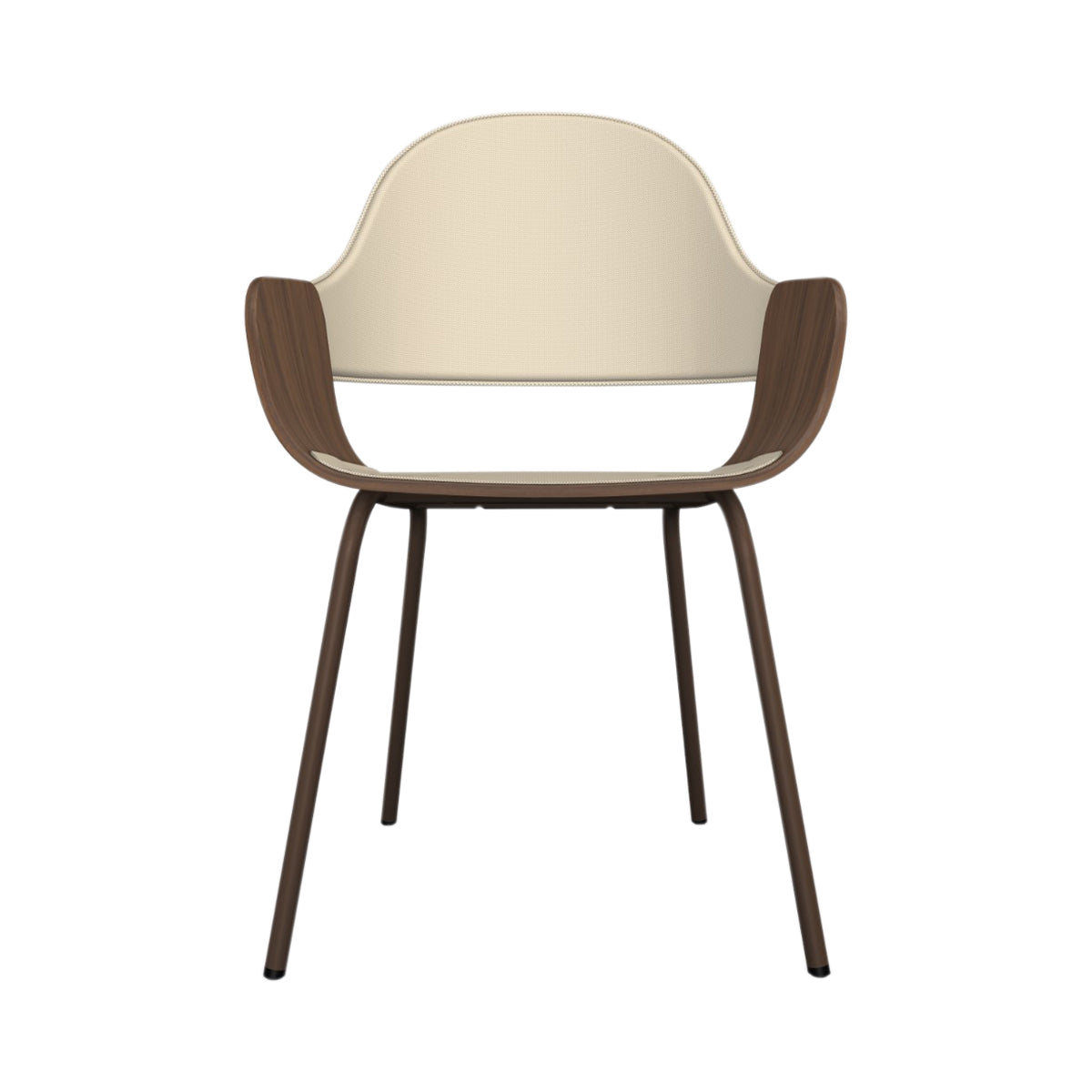 Showtime Nude Chair with Metal Base: Seat + Backrest Upholstered + Walnut + Pale Brown