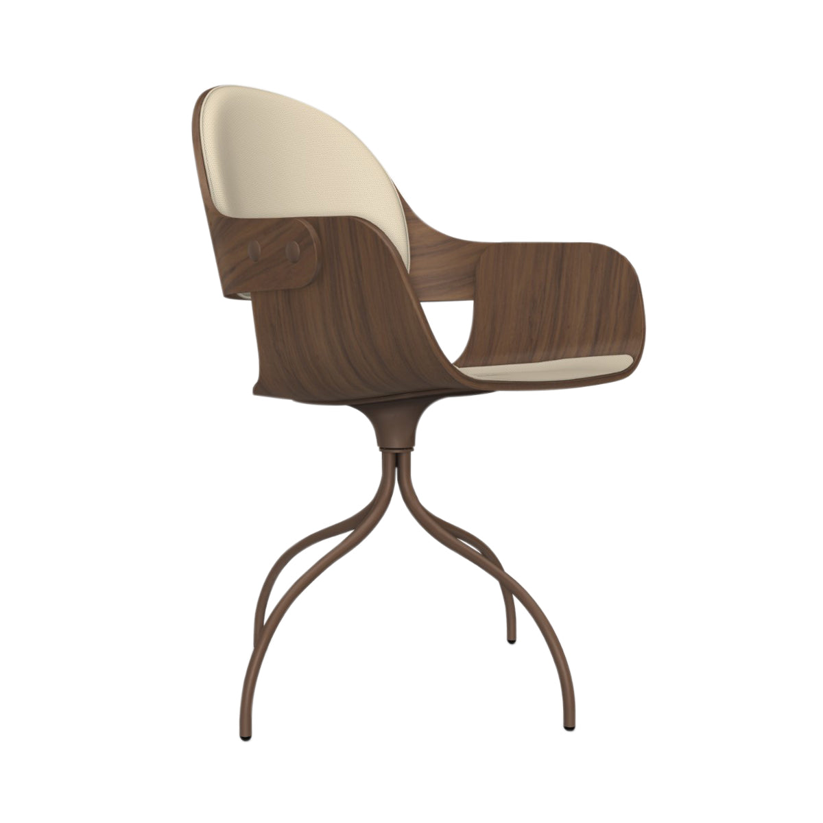 Showtime Nude Chair with Swivel Base: Seat + Backrest Cushion + Walnut + Pale Brown