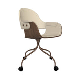 Showtime Nude Chair with Wheel: Full Upholstered + Walnut + Pale Brown