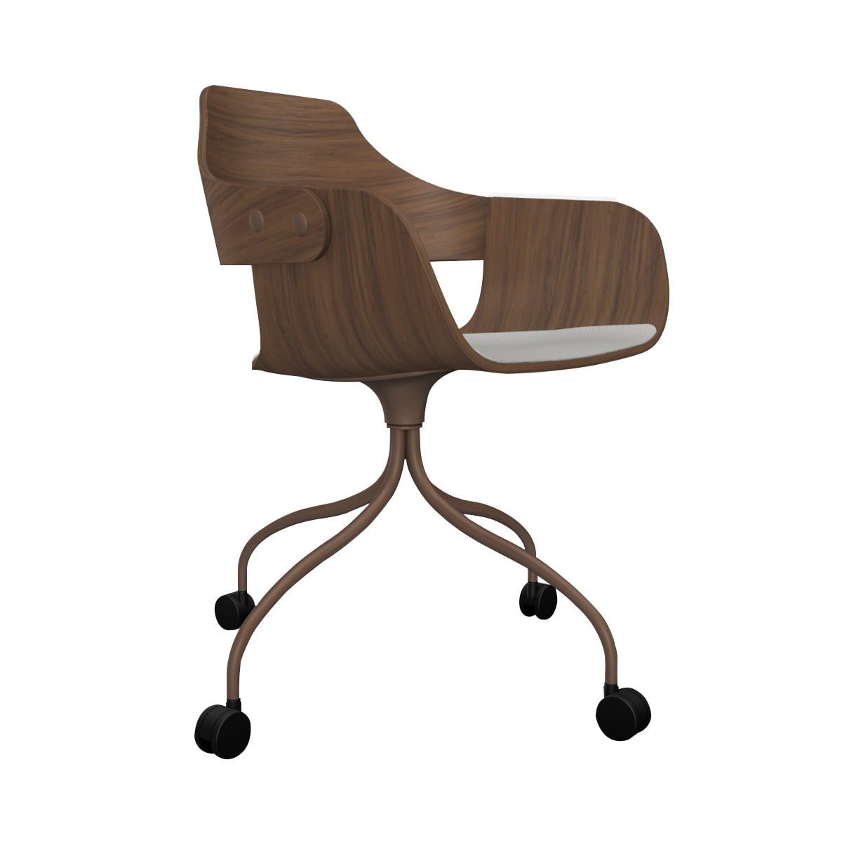 Showtime Chair with Wheel: Seat Upholstered + Pale Brown