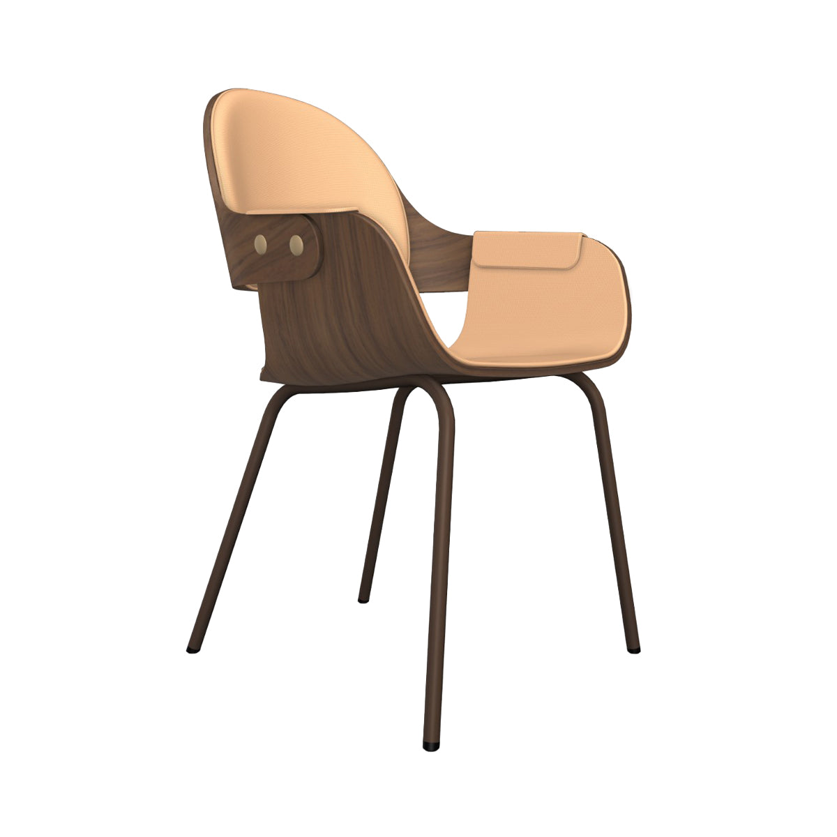 Showtime Nude Chair with Metal Base: Interior Seat + Armrest + Backrest Cushion + Walnut + Pale Brown