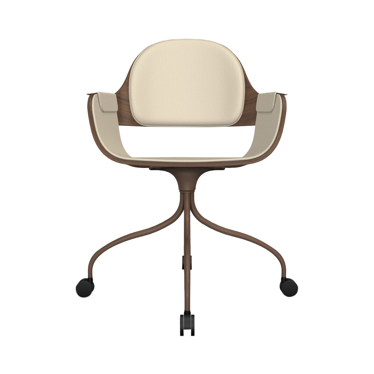 Showtime Nude Chair with Wheel: Interior Seat + Armrest + Backrest Cushion + Walnut + Pale Brown