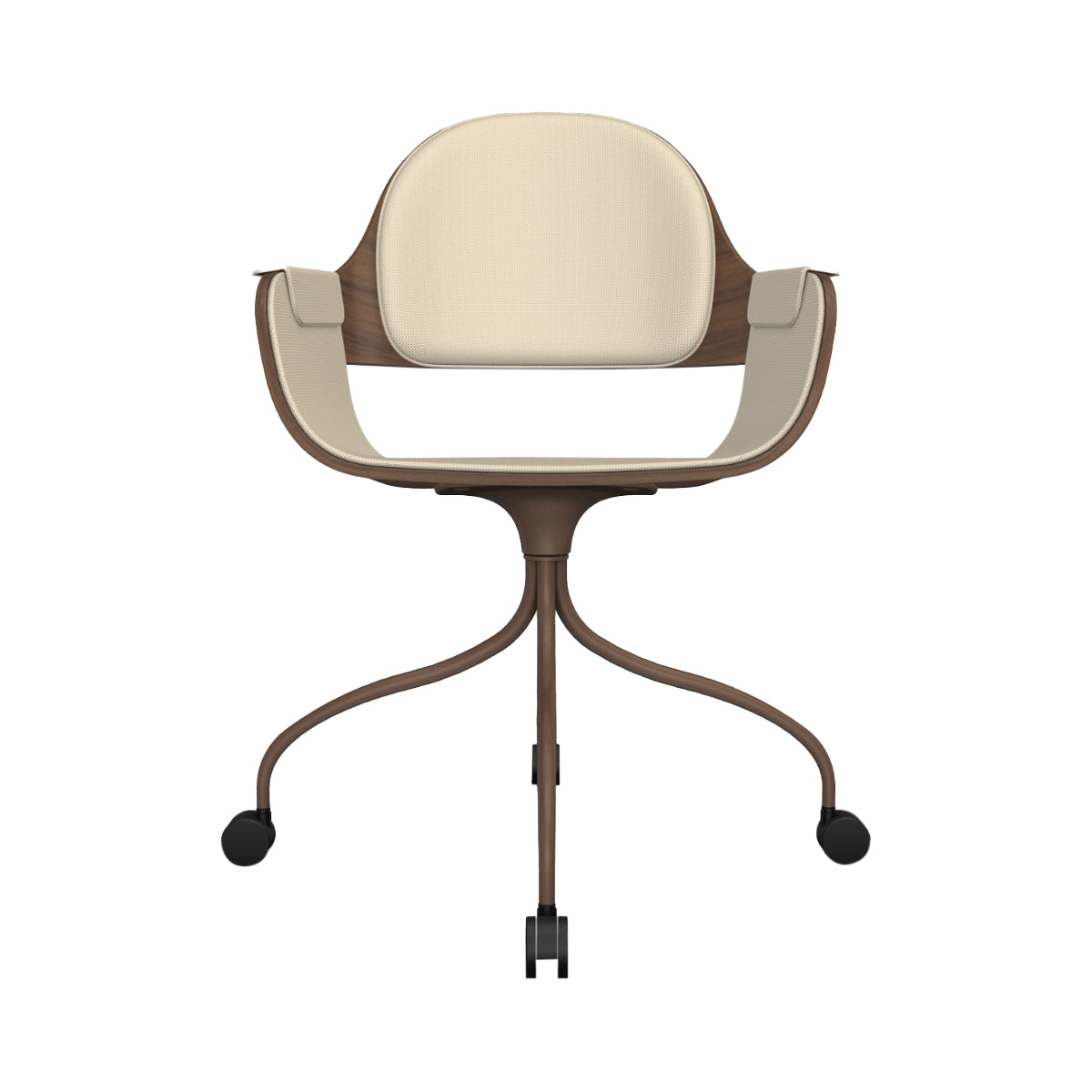 Showtime Nude Chair with Wheel: Interior Seat + Backrest Cushion + Walnut + Pale Brown