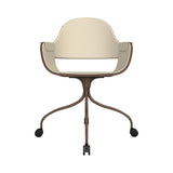 Showtime Nude Chair with Wheel: Full Upholstered + Walnut + Pale Brown