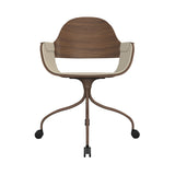 Showtime Nude Chair with Wheel: Interior Seat + Armrest Upholstered + Walnut + Pale Brown