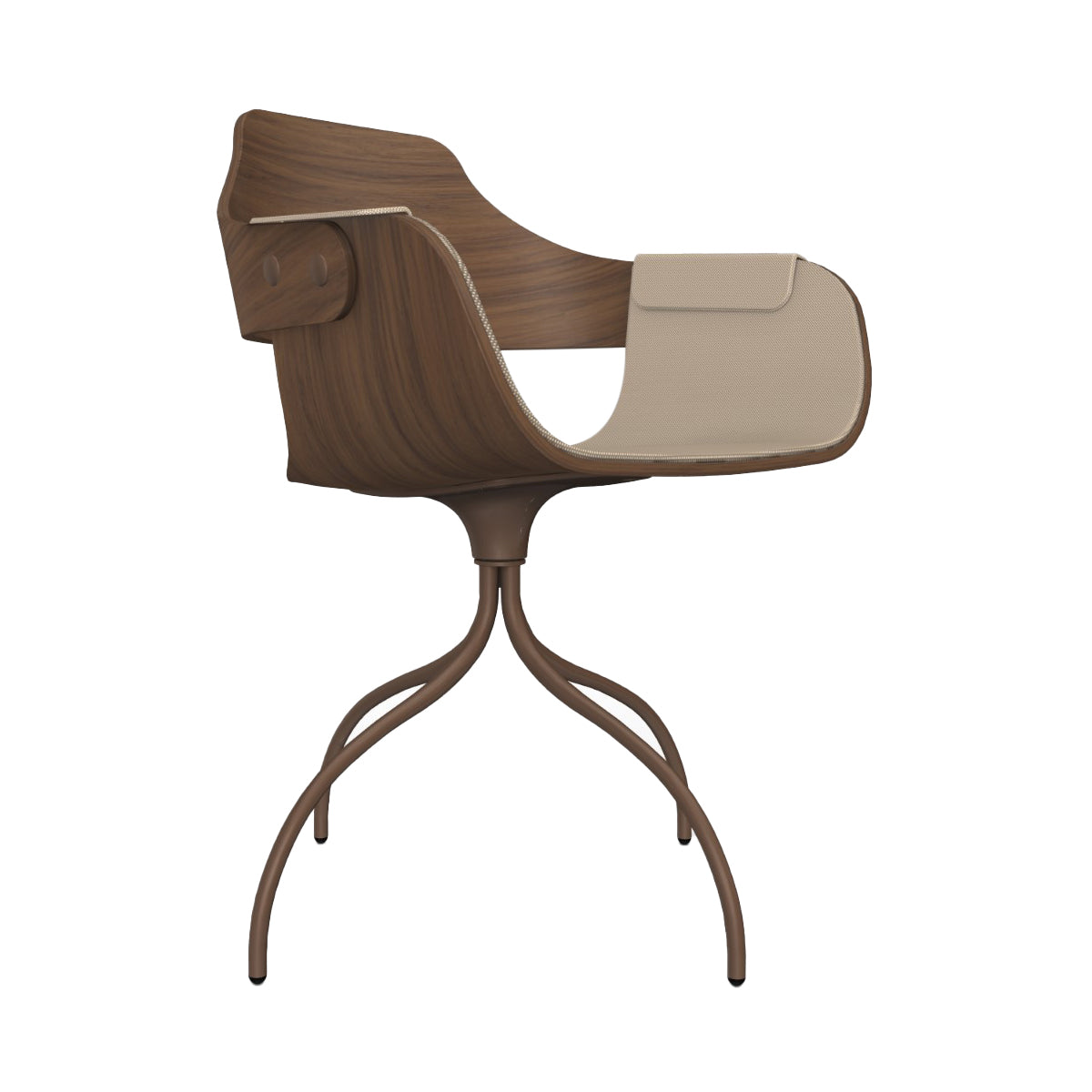 Showtime Chair with Swivel Base: Seat + Armrest Upholstered + Pale Brown