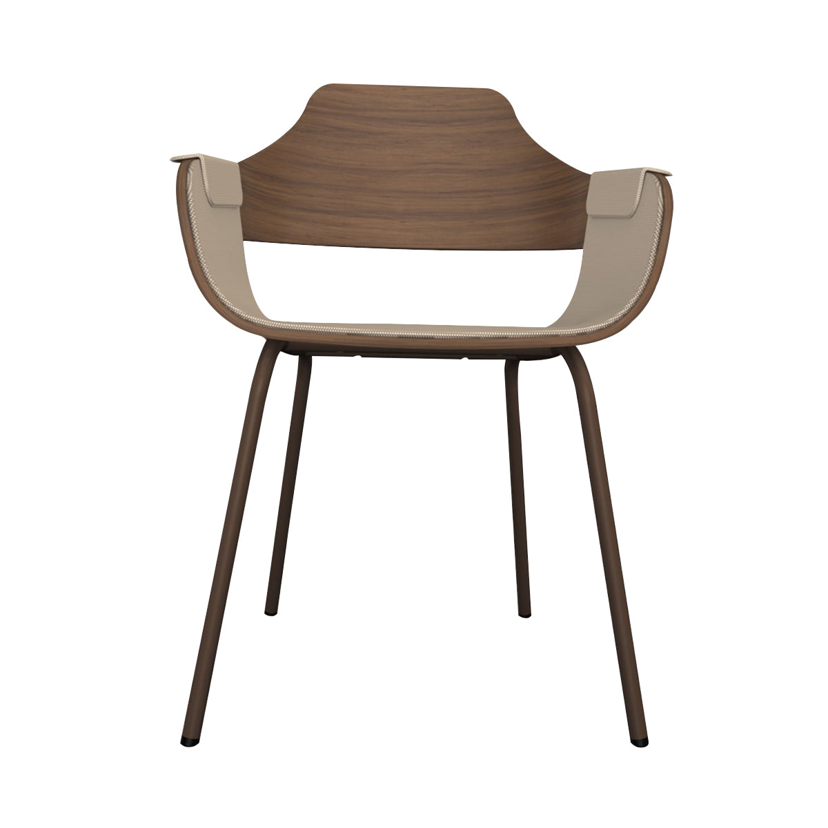 Showtime Chair with Metal Base: Interior Seat + Armrest Upholstered + Pale Brown