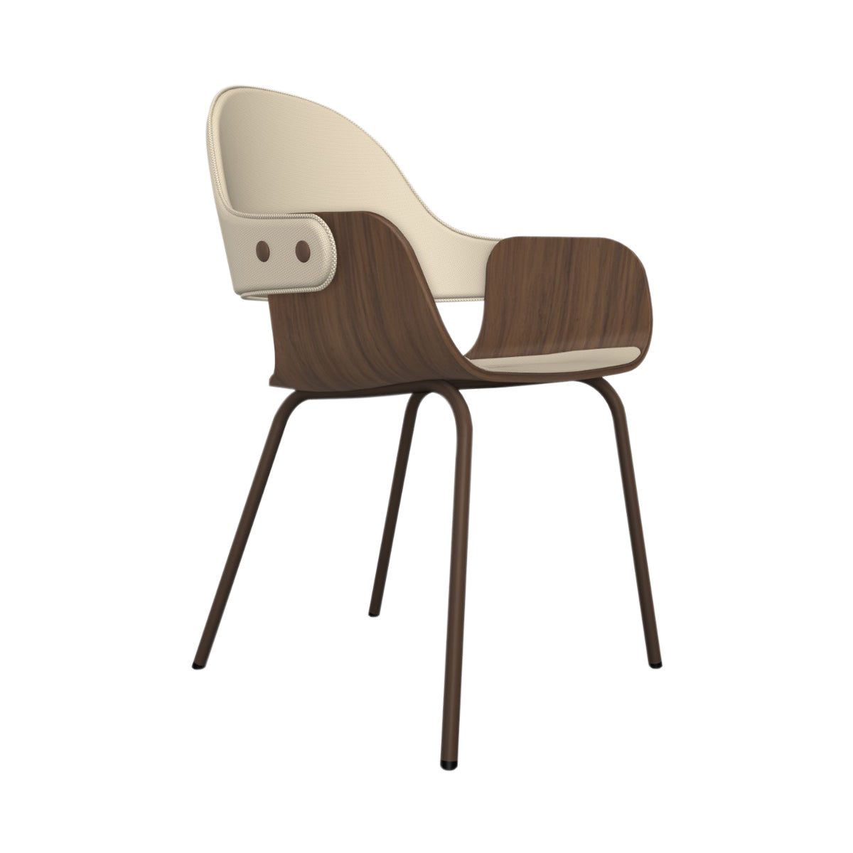 Showtime Nude Chair with Metal Base: Seat + Backrest Upholstered + Walnut + Pale Brown